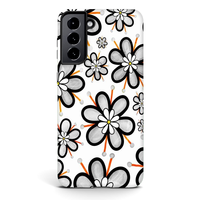 Galaxy S21 StrongFit gray flowers  by haroulita