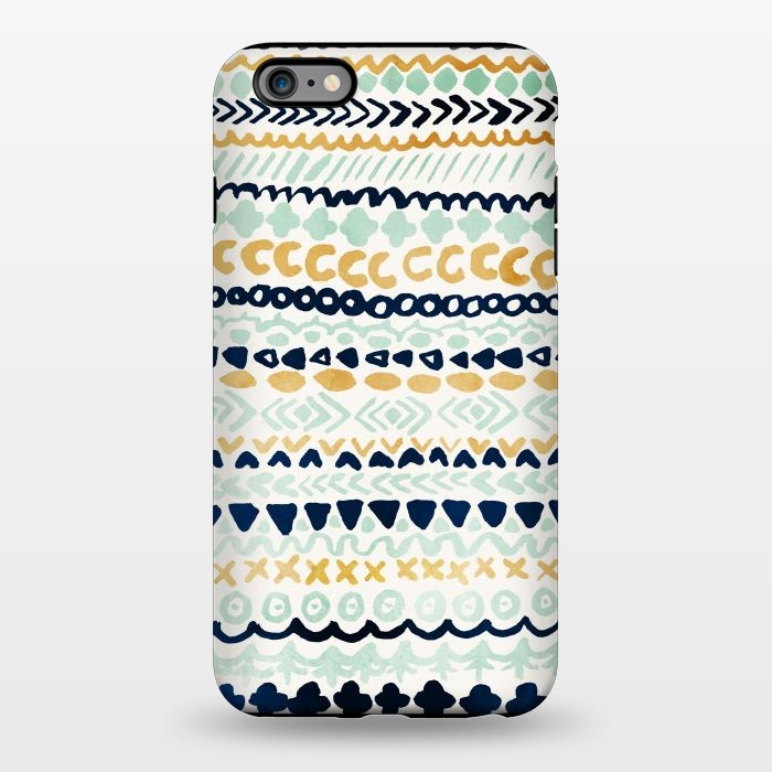 iPhone 6/6s plus StrongFit Navy, Teal & Mustard Tribal by Tangerine-Tane