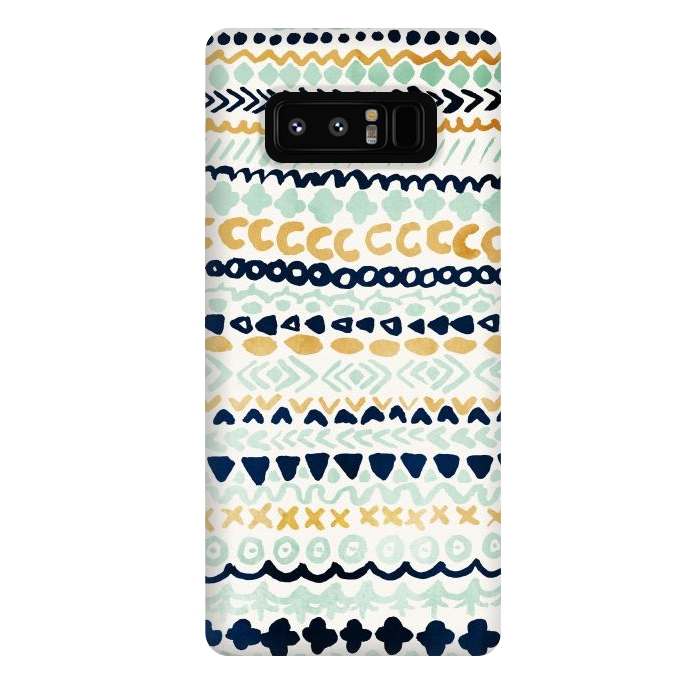 Galaxy Note 8 StrongFit Navy, Teal & Mustard Tribal by Tangerine-Tane