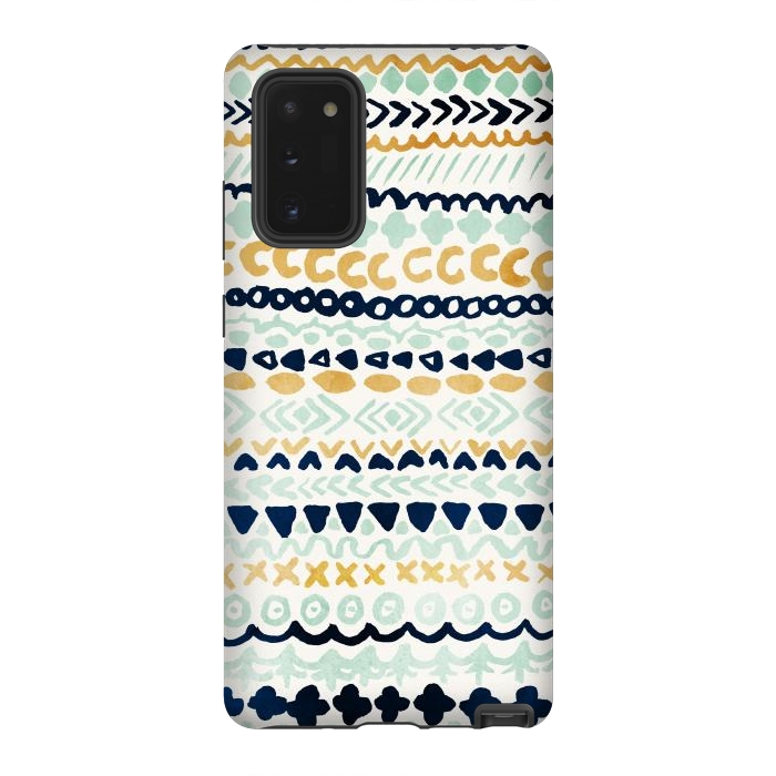 Galaxy Note 20 StrongFit Navy, Teal & Mustard Tribal by Tangerine-Tane