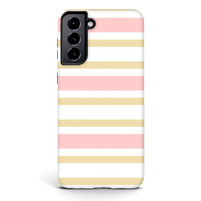 Galaxy S21 StrongFit pink golden stripes pattern by MALLIKA