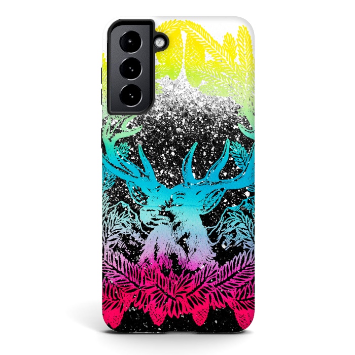 Galaxy S21 plus StrongFit Gradient reindeer and pine leaves illustration by Oana 