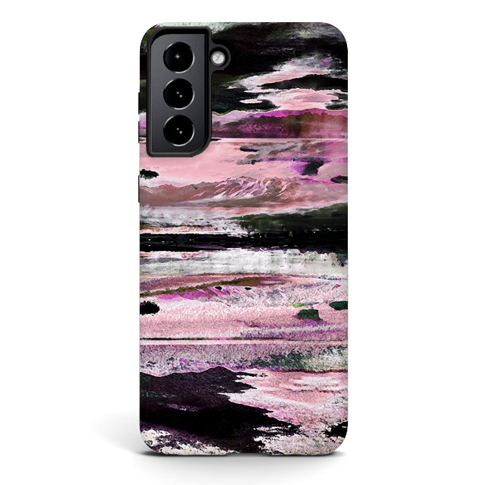 Galaxy S21 StrongFit Faded pink mountain sunset landscape by Oana 