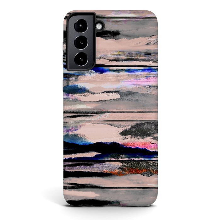 Galaxy S21 plus StrongFit Mountain landscape brushed painted pattern by Oana 