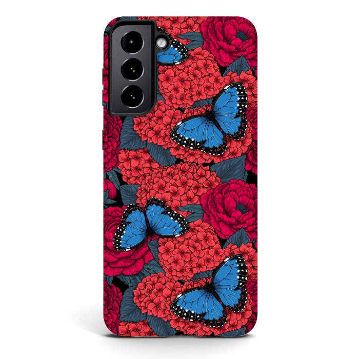 Galaxy S21 StrongFit Blue morpho garden by Katerina Kirilova