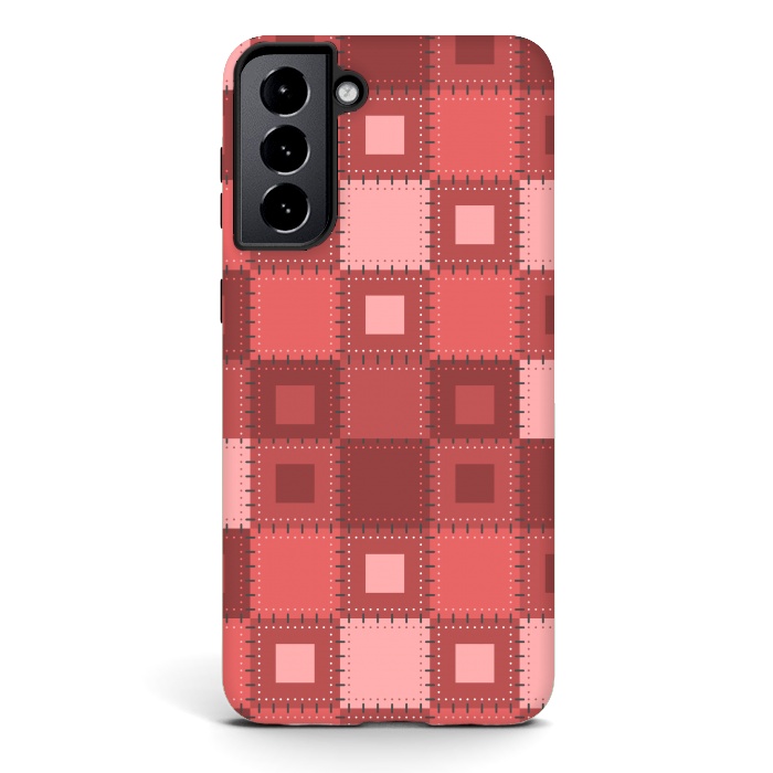 Galaxy S21 plus StrongFit RED WHITE PATCHWORK by MALLIKA