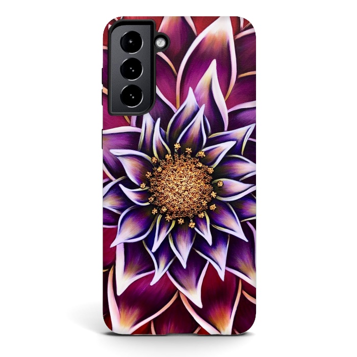 Galaxy S21 plus StrongFit Gilded Dahlia by Denise Cassidy Wood