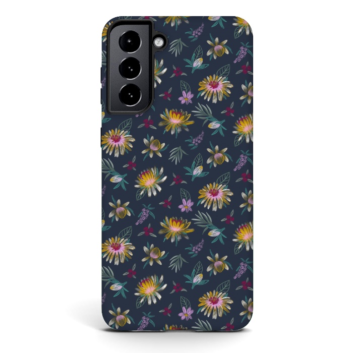 Galaxy S21 plus StrongFit Blue Floral by Tishya Oedit