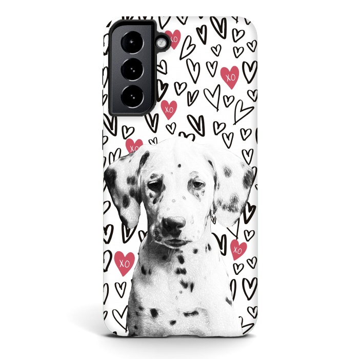 Galaxy S21 plus StrongFit Cute Dalmatian and hearts Valentine's day by Oana 