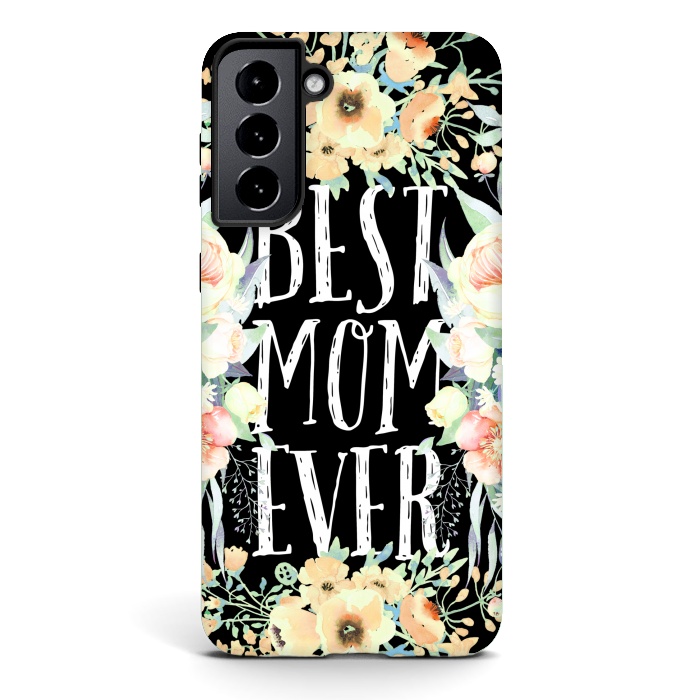 Galaxy S21 StrongFit Best mom spring watercolor flowers  by Oana 