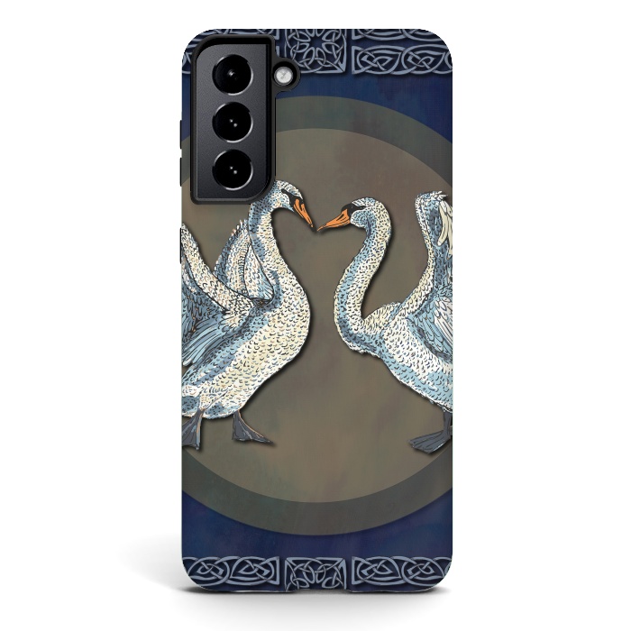 Galaxy S21 plus StrongFit Dancing Swans by Lotti Brown