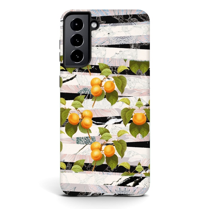 Galaxy S21 plus StrongFit Colorful peaches and marble stripes by Oana 