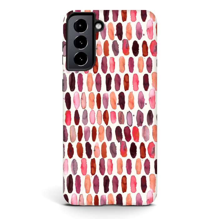 Galaxy S21 StrongFit Pills Watercolor Dots Pink Orange Coral by Ninola Design
