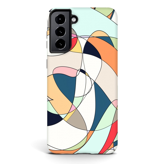 Galaxy S21 StrongFit Modern Colorful Abstract Line Art Design by InovArts