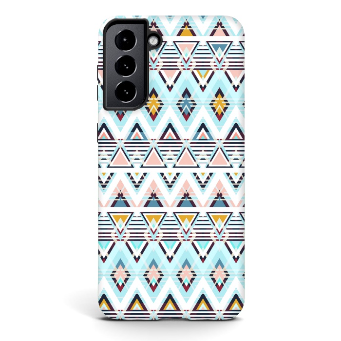 Galaxy S21 StrongFit Colorful ethnic tribal triangles by Oana 