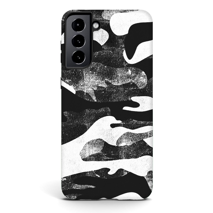 Galaxy S21 StrongFit Textured grunge monochrome camouflage by Oana 