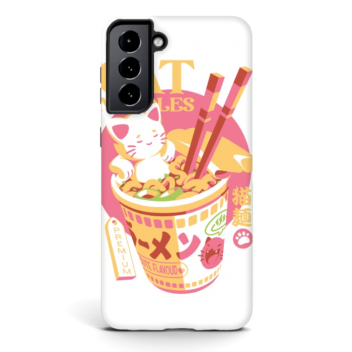 Galaxy S21 StrongFit Cat Noodles by Ilustrata