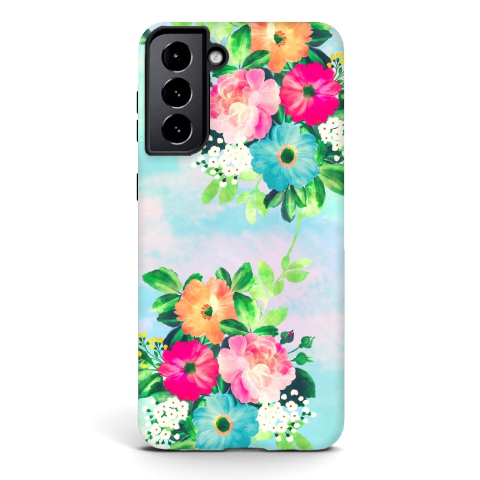 Galaxy S21 StrongFit Girly Vintage Roses Floral Watercolor Paint by InovArts