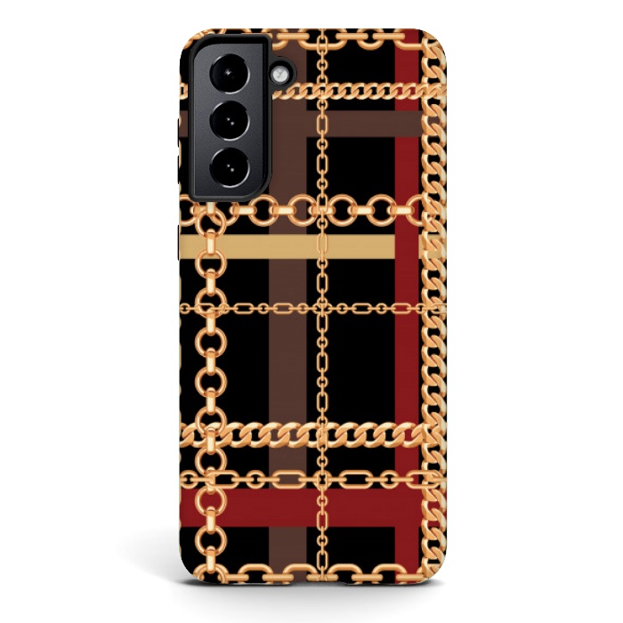 Galaxy S21 plus StrongFit Golden chains red black by MALLIKA