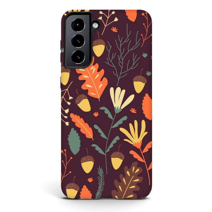 Galaxy S21 StrongFit Autumn Pattern With Red and Orange Leaves by ArtsCase