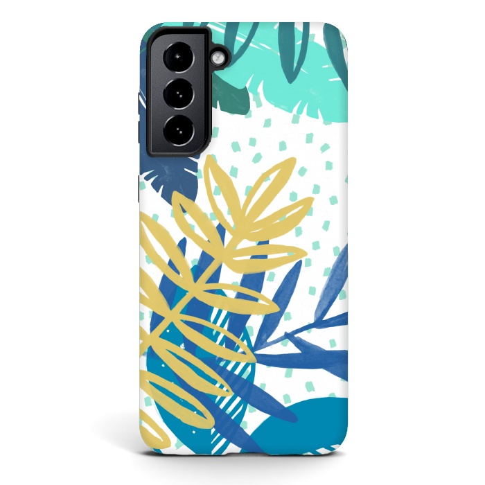 Galaxy S21 plus StrongFit Spotted modern tropical leaves by Oana 