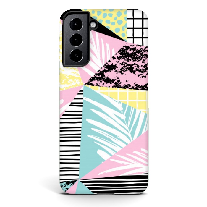 Galaxy S21 StrongFit tropical abstract pink pattern by MALLIKA