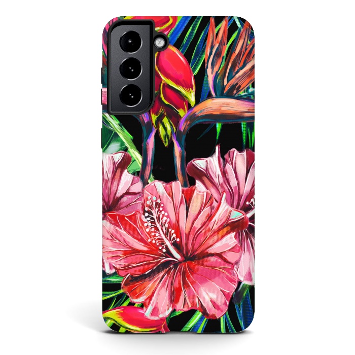 Galaxy S21 plus StrongFit Beautiful Trendy Seamless Floral Jungle Pattern by ArtsCase