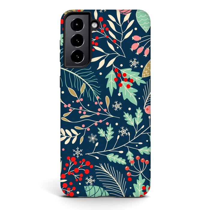 Galaxy S21 StrongFit Christmas Floral Design III by ArtsCase