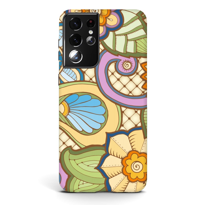 Galaxy S21 ultra StrongFit Daisies Pattern with Circle Elements IV by ArtsCase
