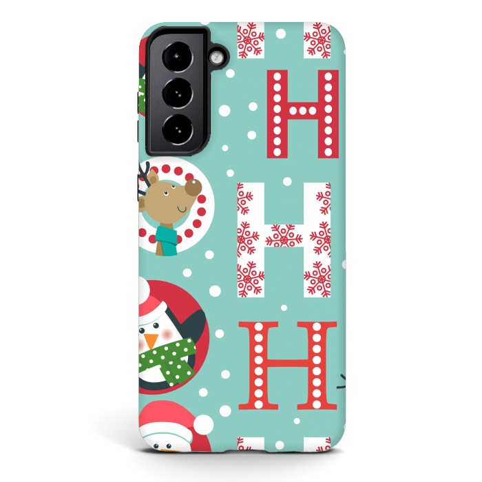 Galaxy S21 plus StrongFit Christmas Pattern with Santa Deer Penguin and Snowman by ArtsCase