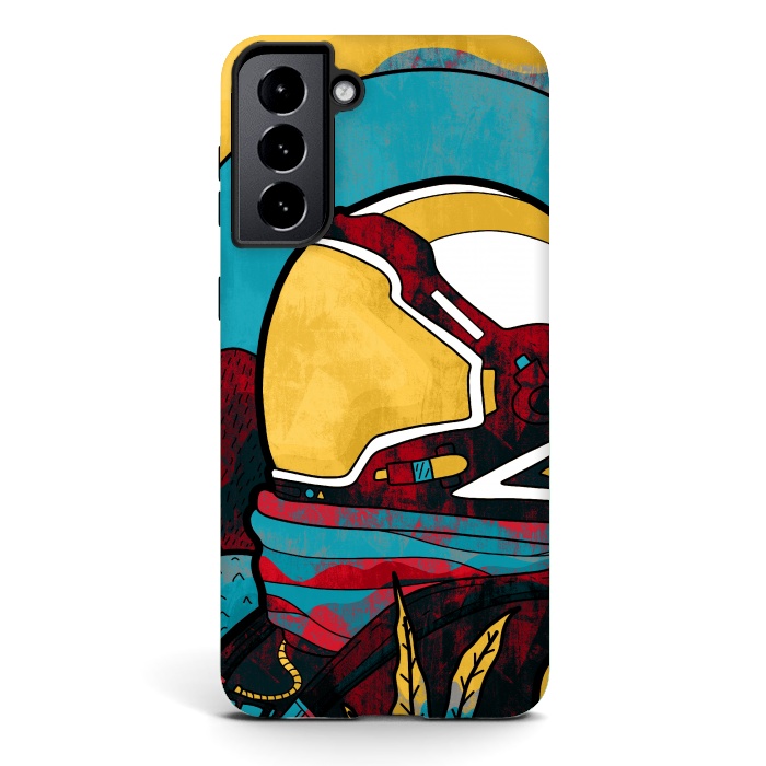 Galaxy S21 StrongFit The yellow astronaut explorer by Steve Wade (Swade)