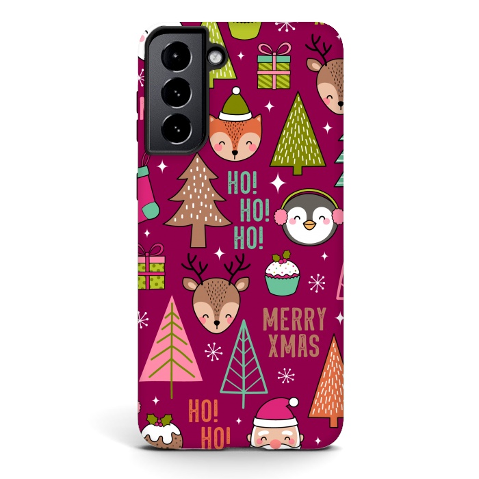 Galaxy S21 StrongFit Pine Trees and Christmas Elements Seamless Pattern by ArtsCase