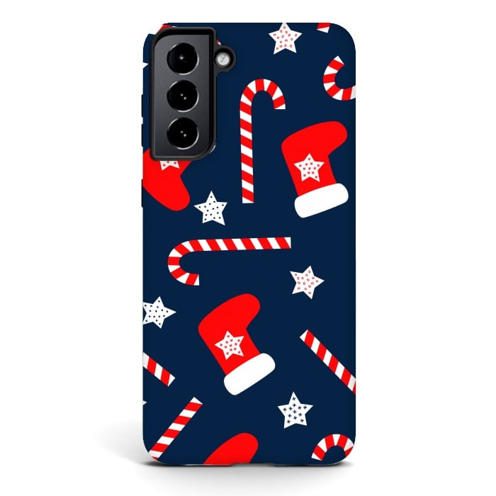 Galaxy S21 plus StrongFit Seamless Christmas Pattern with Xmas Socks by ArtsCase