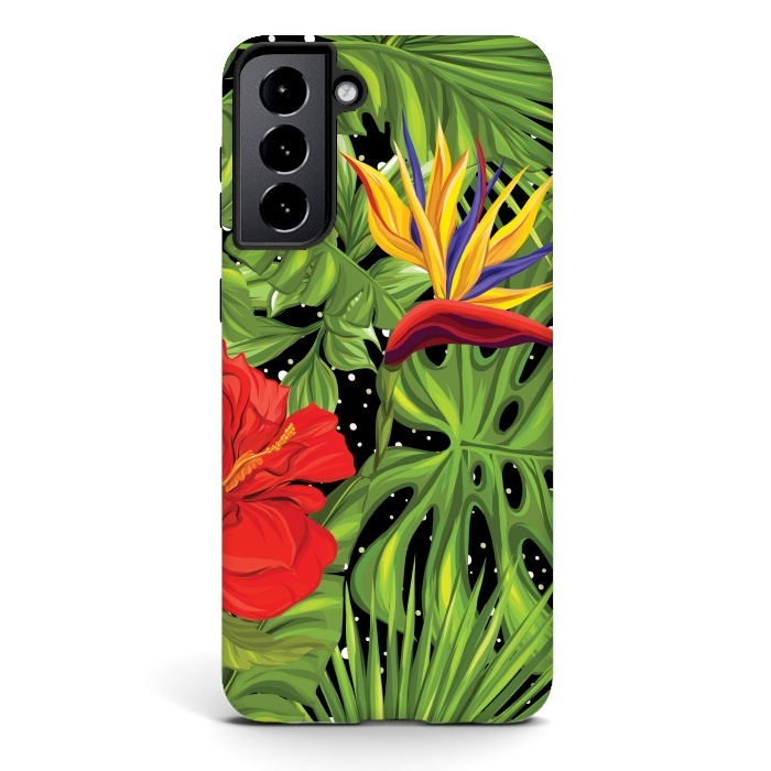 Galaxy S21 StrongFit Seamless Pattern Background with Tropical Plants Monstera by ArtsCase