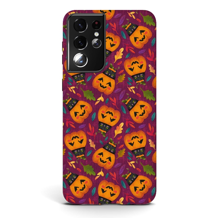 Galaxy S21 ultra StrongFit Pumpkin Kitty by Noonday Design