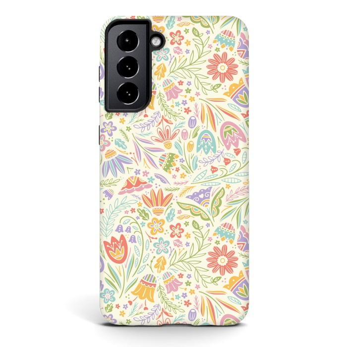 Galaxy S21 plus StrongFit Pretty Pastel Floral by Noonday Design