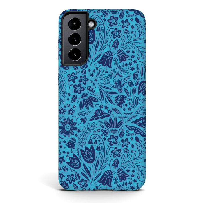 Galaxy S21 plus StrongFit Dainty Blue Floral by Noonday Design