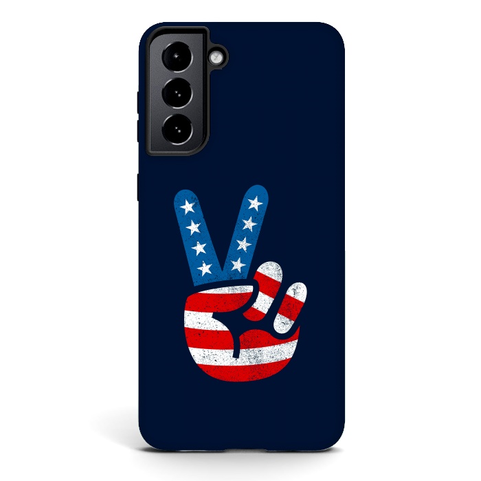 Galaxy S21 plus StrongFit Peace Love Hand USA Flag Vintage Solid 2 by Vó Maria