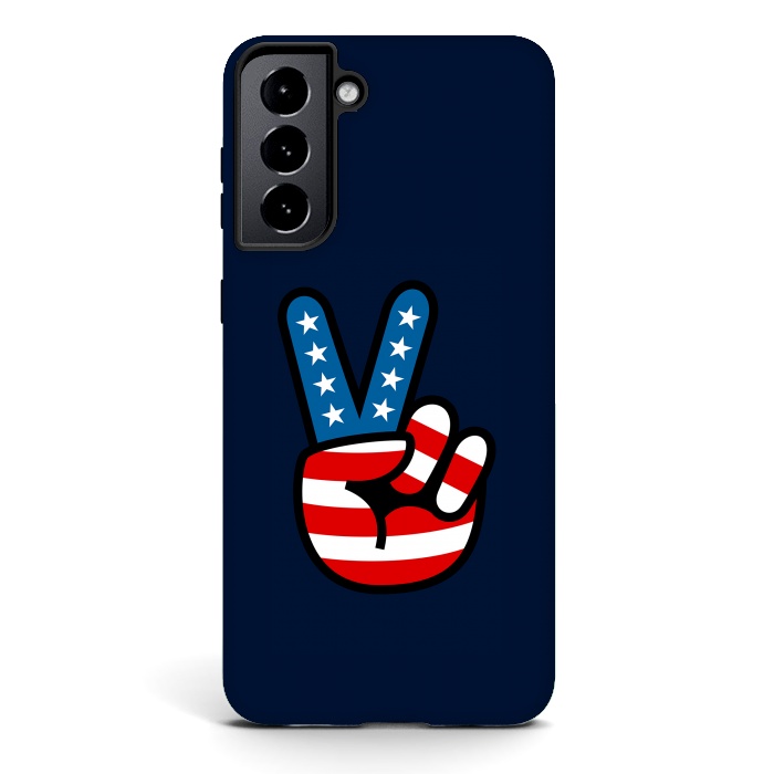 Galaxy S21 StrongFit Peace Love Hand USA Flag Vintage Solid 3 by Vó Maria