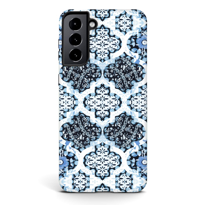 Galaxy S21 plus StrongFit Blue white Moroccan decorative mosaic by Oana 