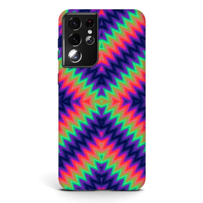 Galaxy S21 ultra StrongFit Zig Zag Turbulence G491 by Medusa GraphicArt