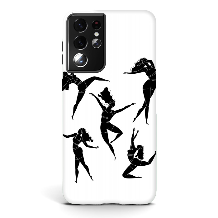 Galaxy S21 ultra StrongFit Dance Girl Black and White by Jelena Obradovic