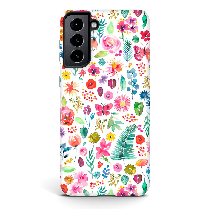 Galaxy S21 plus StrongFit Colorful Botanical Plants and Flowers by Ninola Design