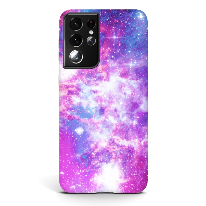 Galaxy S21 ultra StrongFit Pink blue starry galaxy by Oana 