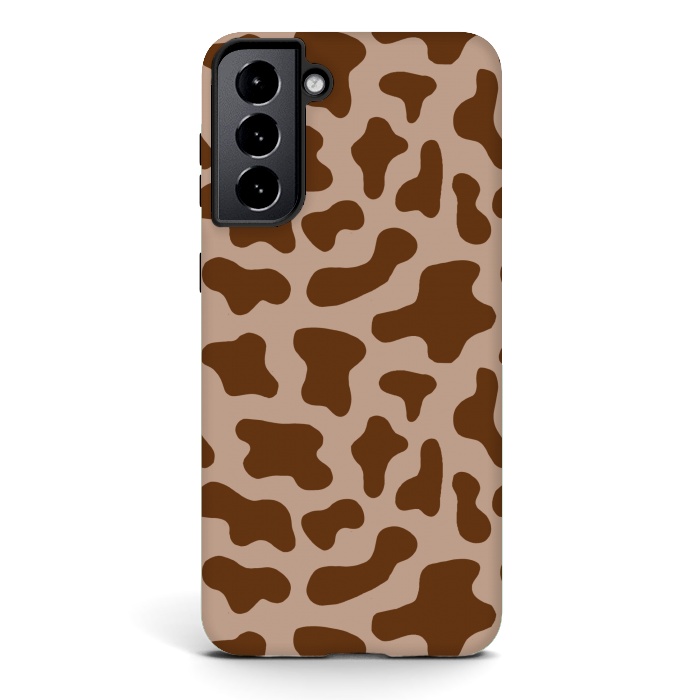 Galaxy S21 StrongFit Chocolate Milk Brown Cow Print by Julie Erin Designs