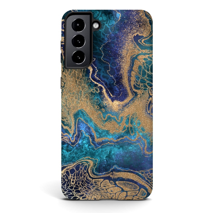 Galaxy S21 plus StrongFit Abstract Background Blue Gold Marble by ArtsCase