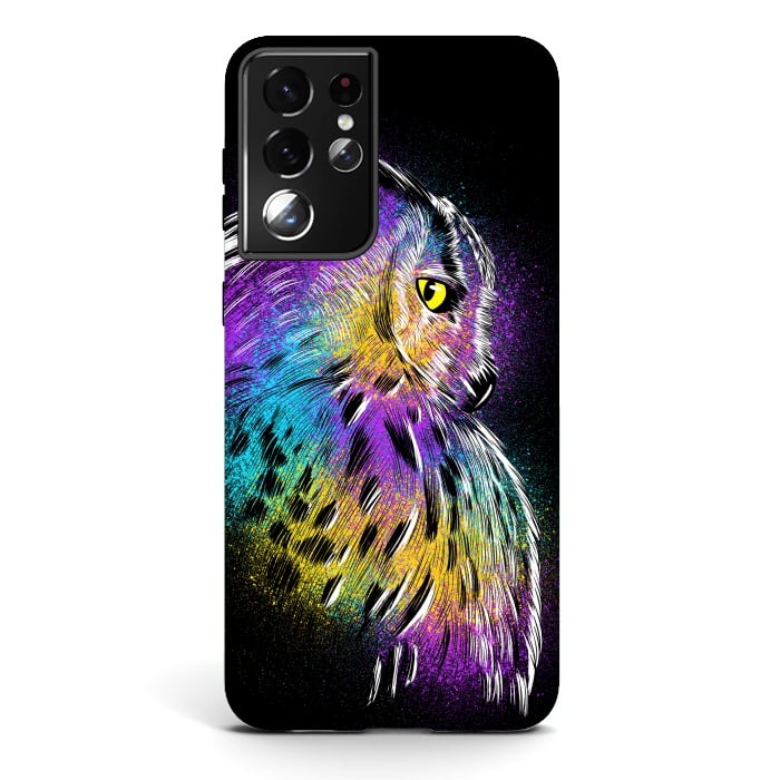Galaxy S21 ultra StrongFit Sketch Owl Colorful by Alberto
