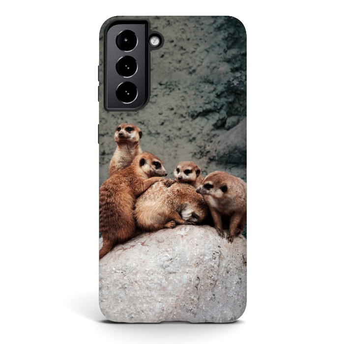 Galaxy S21 plus StrongFit Meerkat family by Laura Nagel