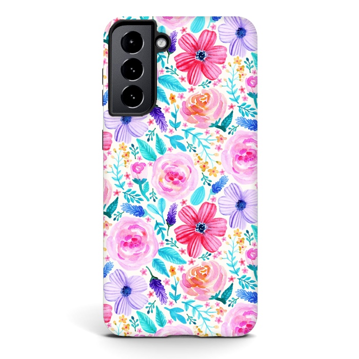 Galaxy S21 plus StrongFit Bold Blooms - Cool Colours by Tangerine-Tane