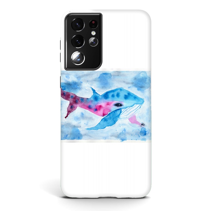 Galaxy S21 ultra StrongFit Baby whale watercolor by ArtKingdom7